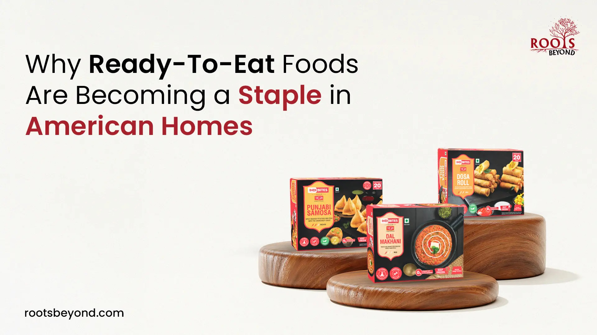 Indian ready-to-eat frozen meals displayed in an American kitchen